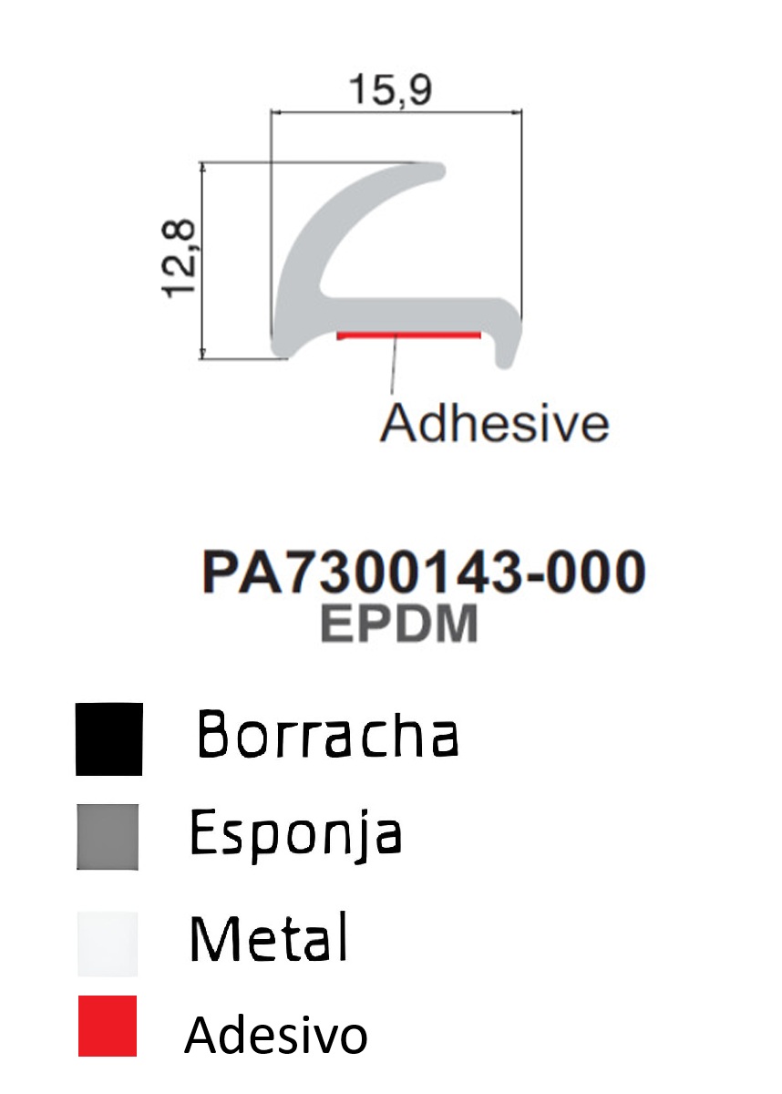 Perfil De Borracha em Meia Lua c/ Adesivo