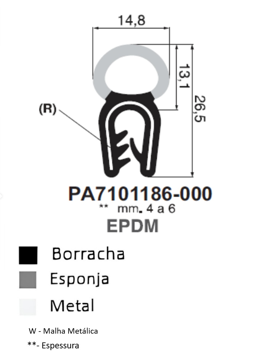 Perfil Borracha 14.8x26.5 - EPDM