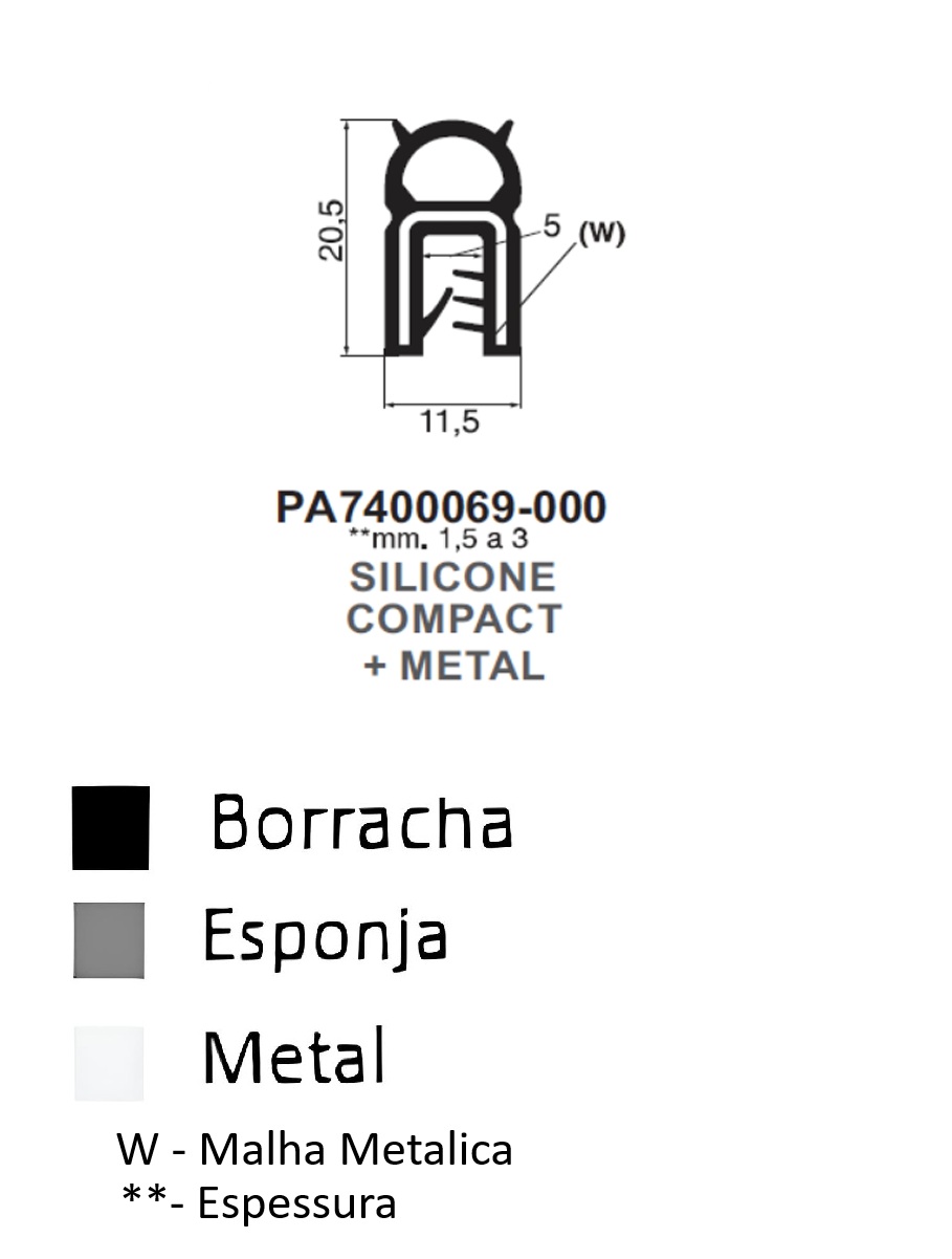 Perfil em Silicone Compacto 20.5x11.5