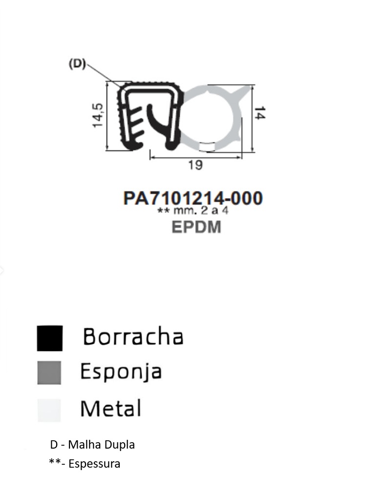 Perfil Borracha  14.5x19 - EPDM