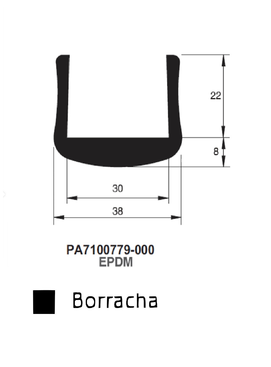 Perfil Borracha Sólido 30x38- EPDM