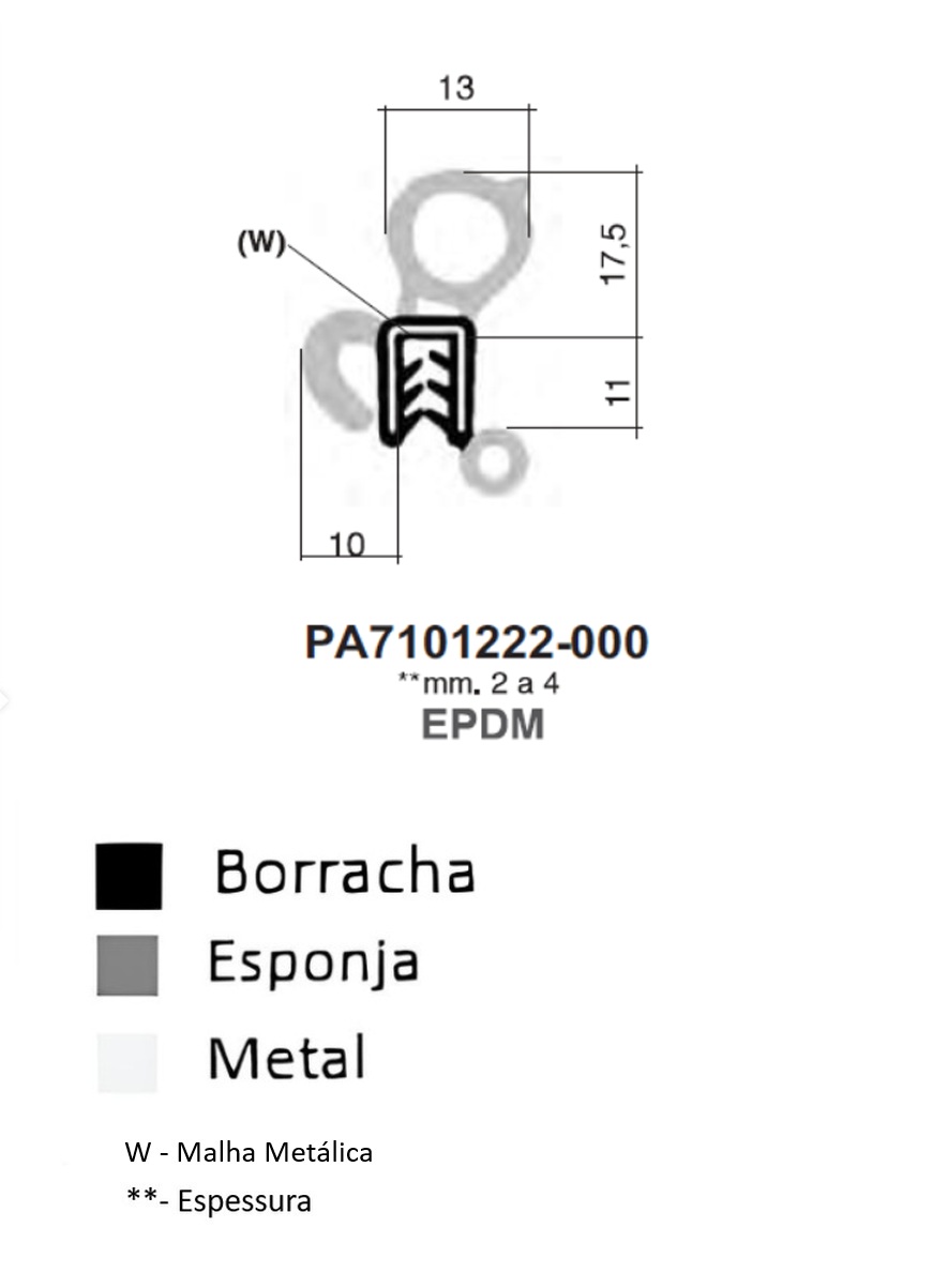 Perfil Borracha  11x13 - EPDM