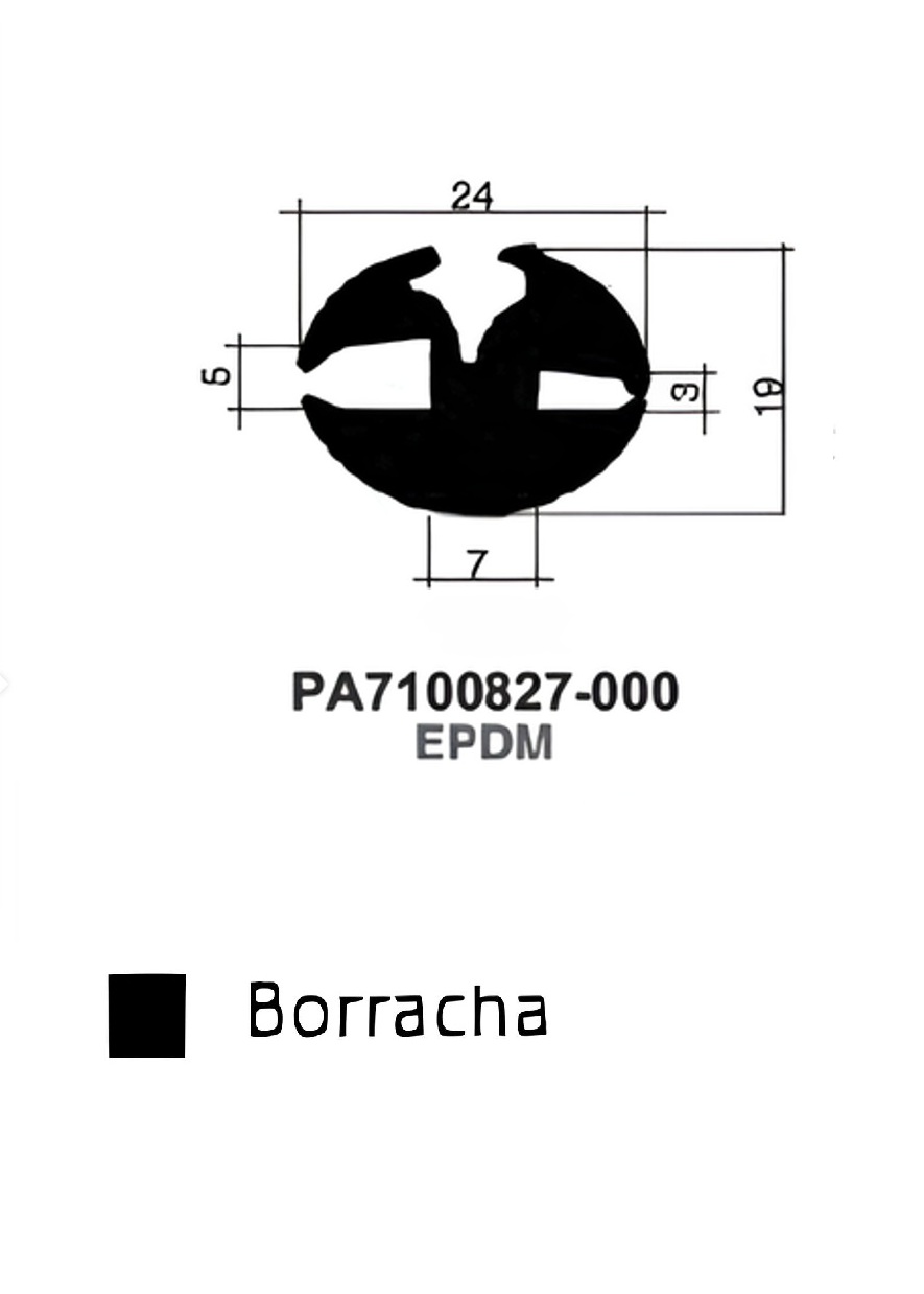 Perfil Borracha para Janela 19x24- EPDM