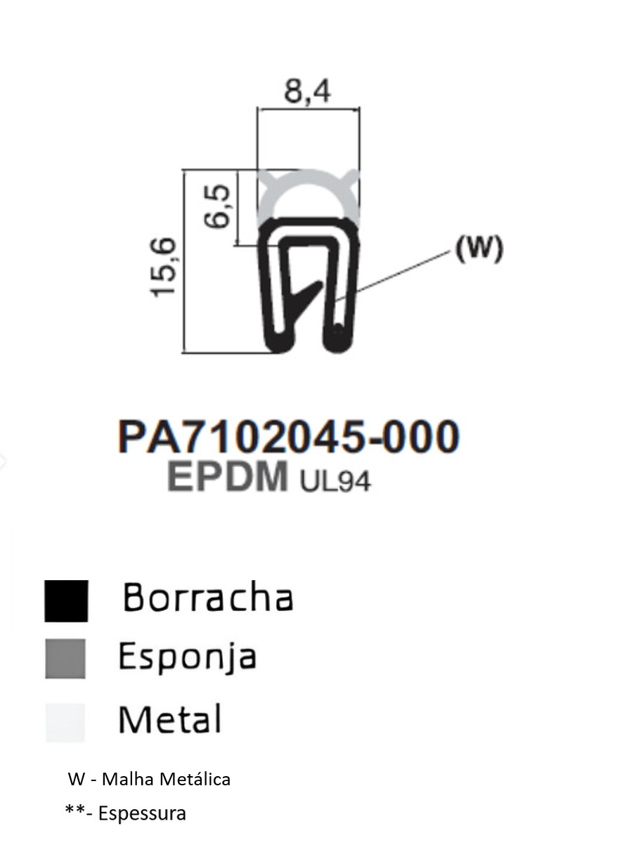Perfil Borracha 15.6x8.4 - EPDM UL94