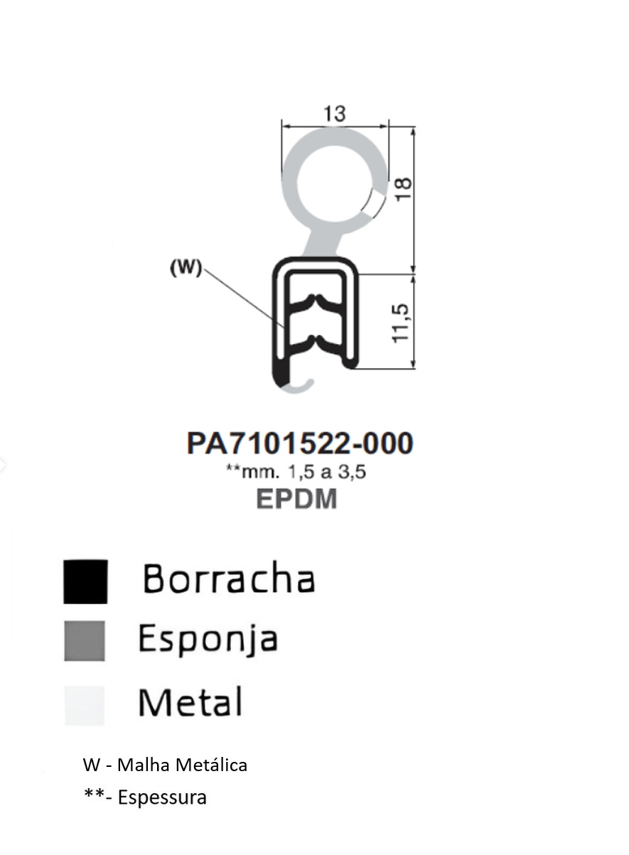 Perfil Borracha 11.5x13 - EPDM