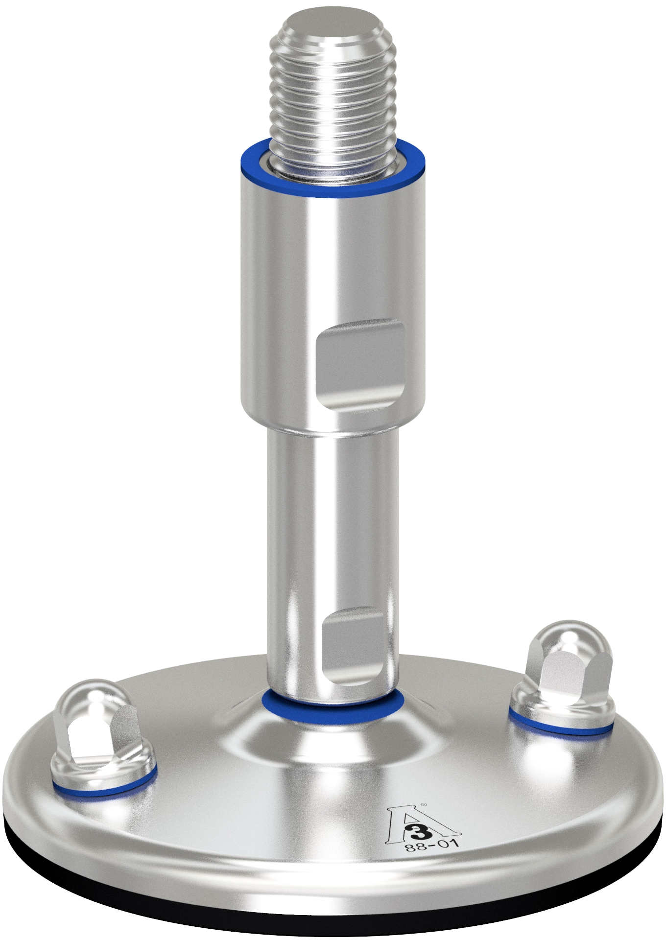 Hygienic Machine Foot 3A, Solid, Vulcanized, Bolt/Down