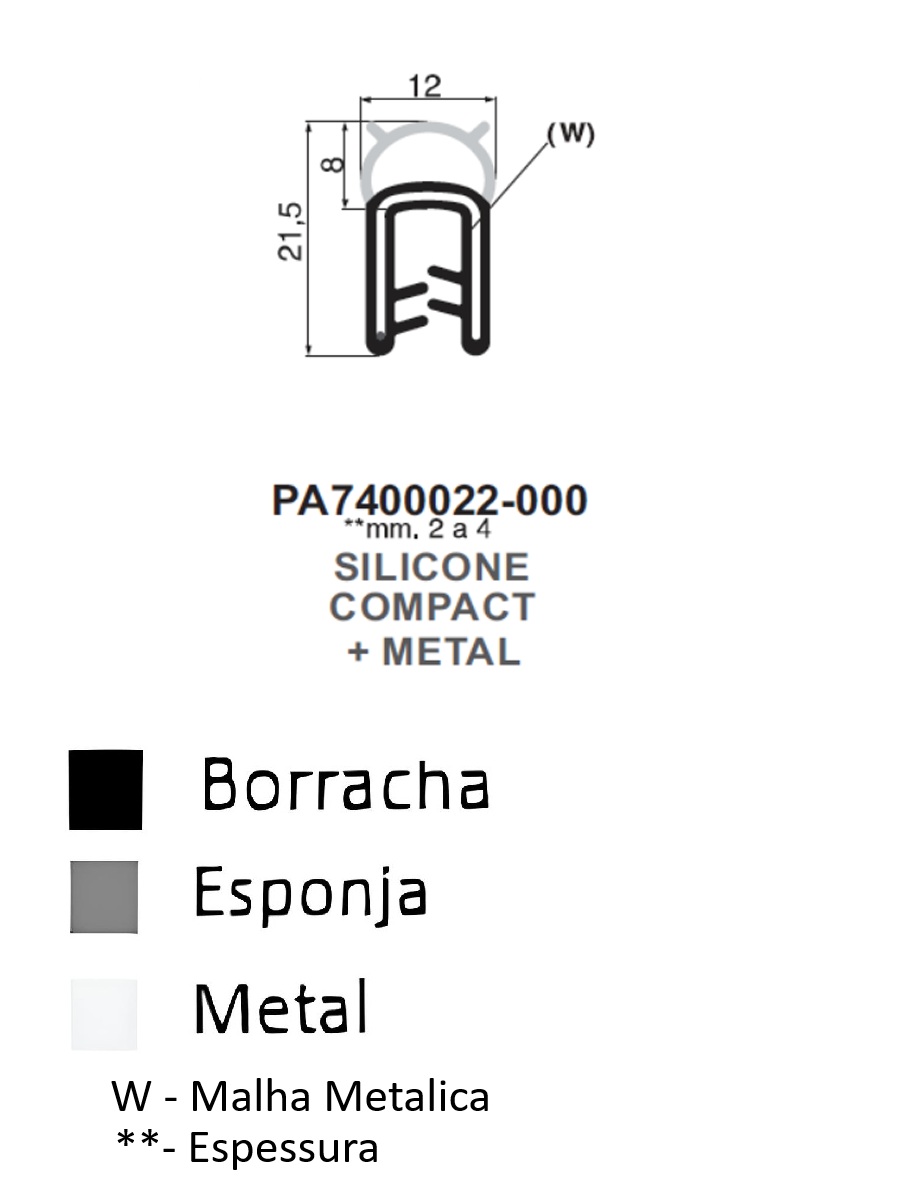 Perfil em Silicone Compacto 21.5x12
