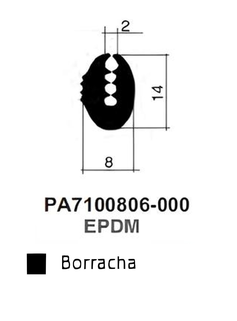 Perfil Borracha Sólido 14x8-EDPM