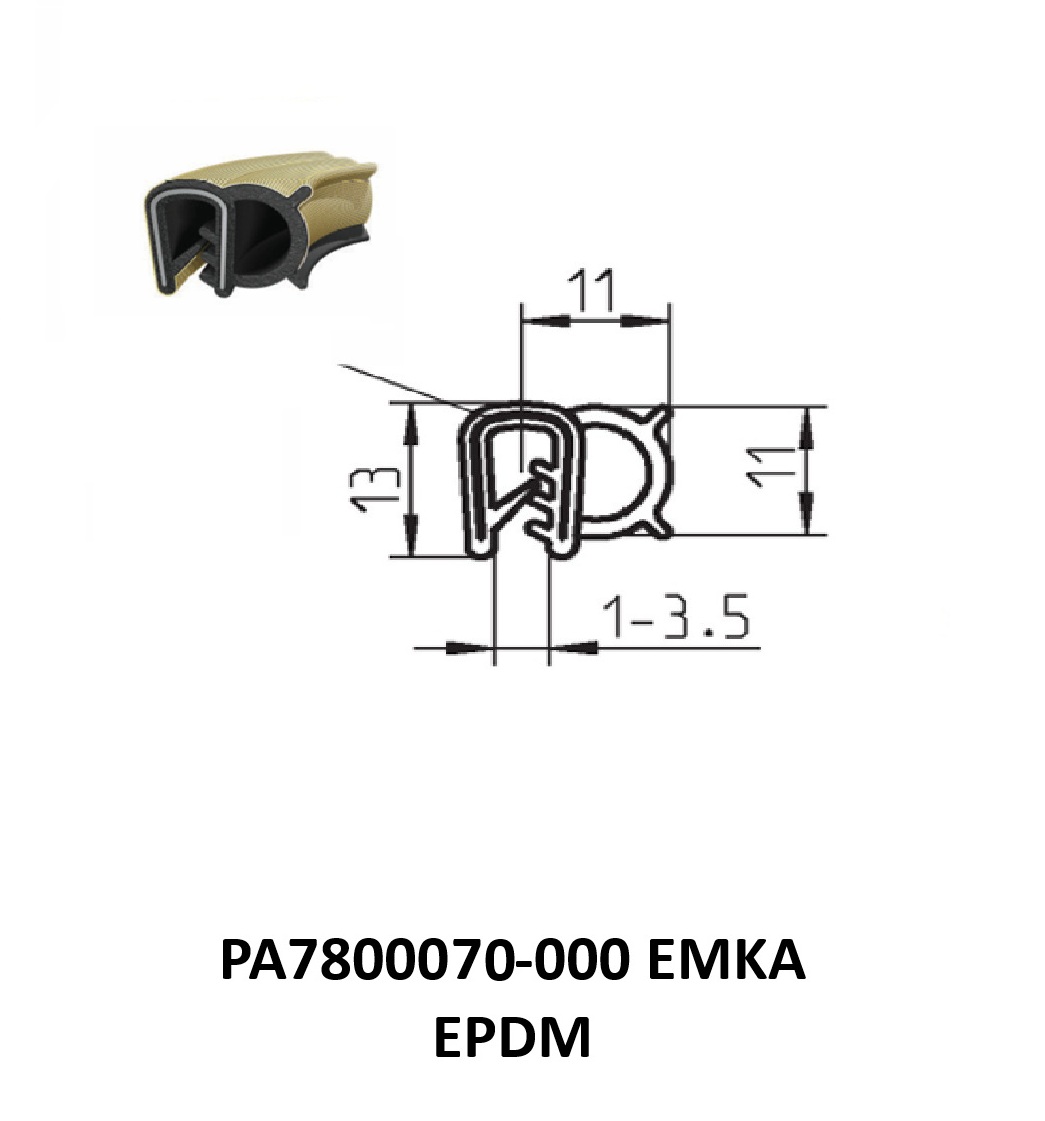 Perfil Borracha Condutivo 13x11 - EPDM