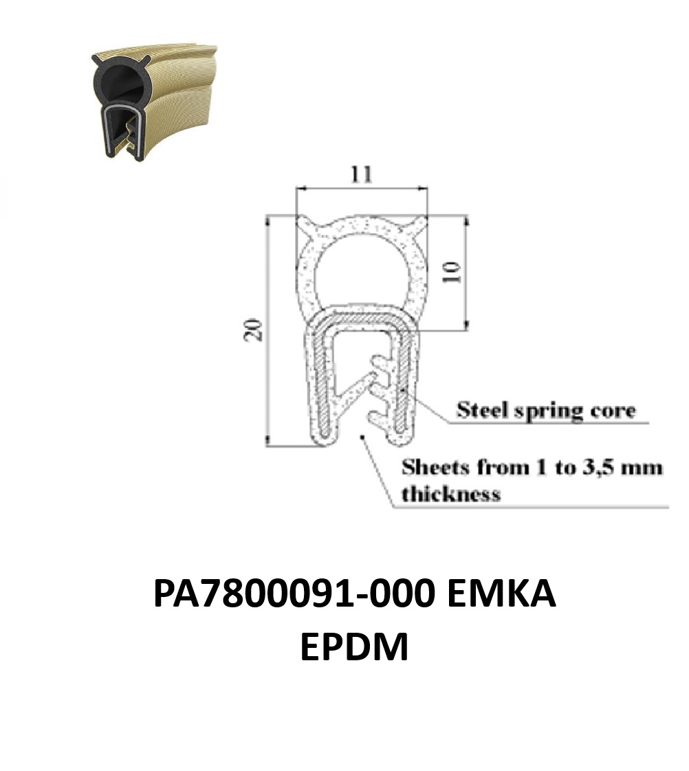 Perfil Borracha Condutivo 20x11 - EPDM