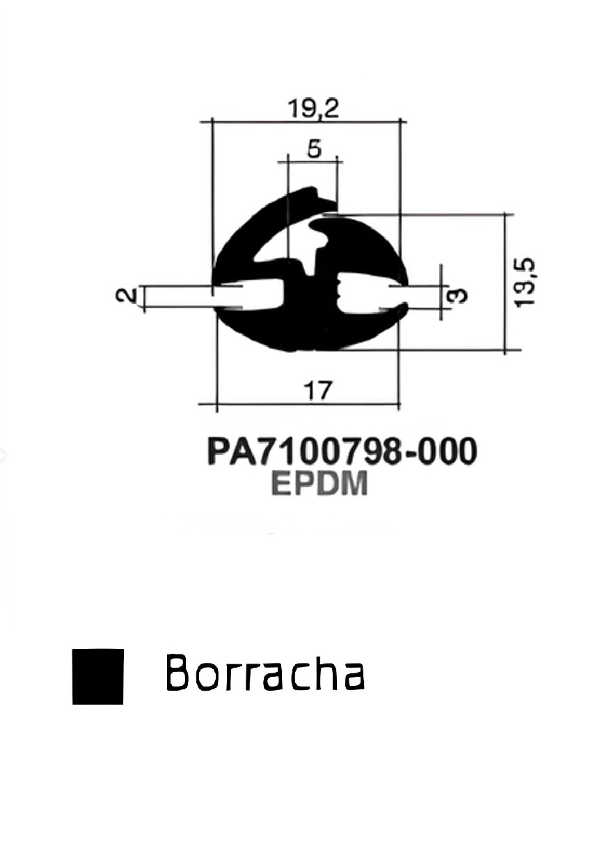 Perfil Borracha para Janela 13.5x17- EPDM