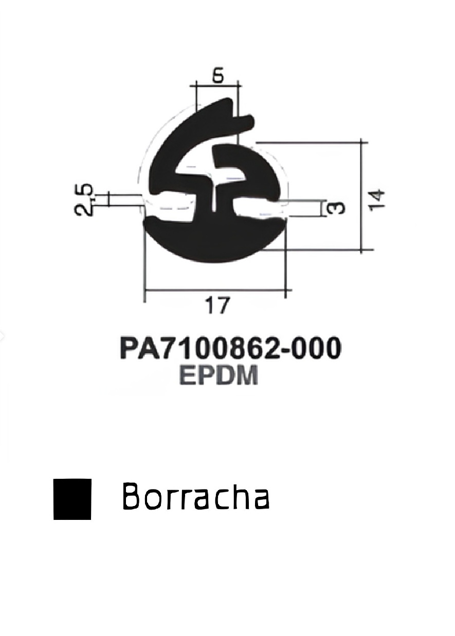 Perfil Borracha para Janela 14x17- EPDM