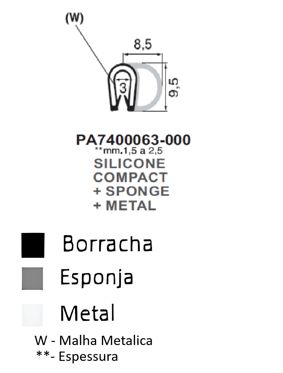 Perfil em Silicone Compacto 9.5x8.5