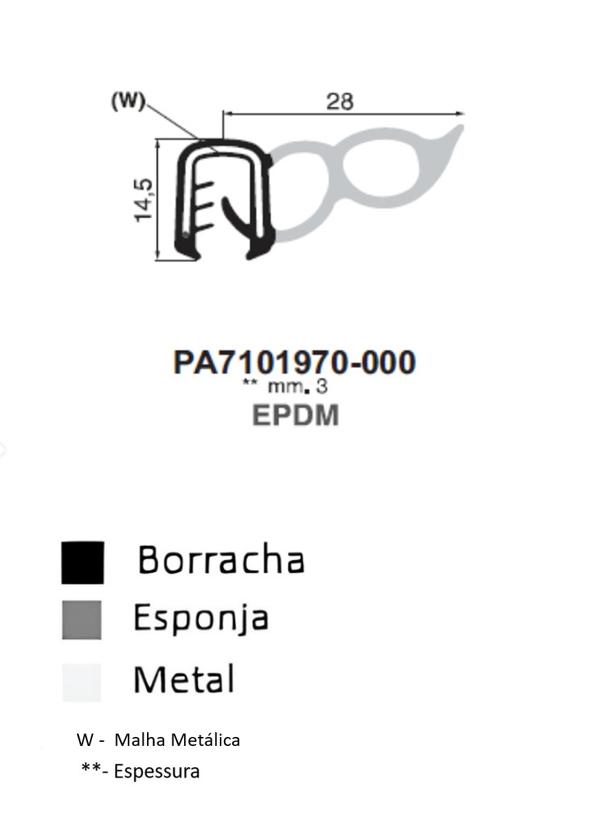 Perfil Borracha  14.5x28 - EPDM