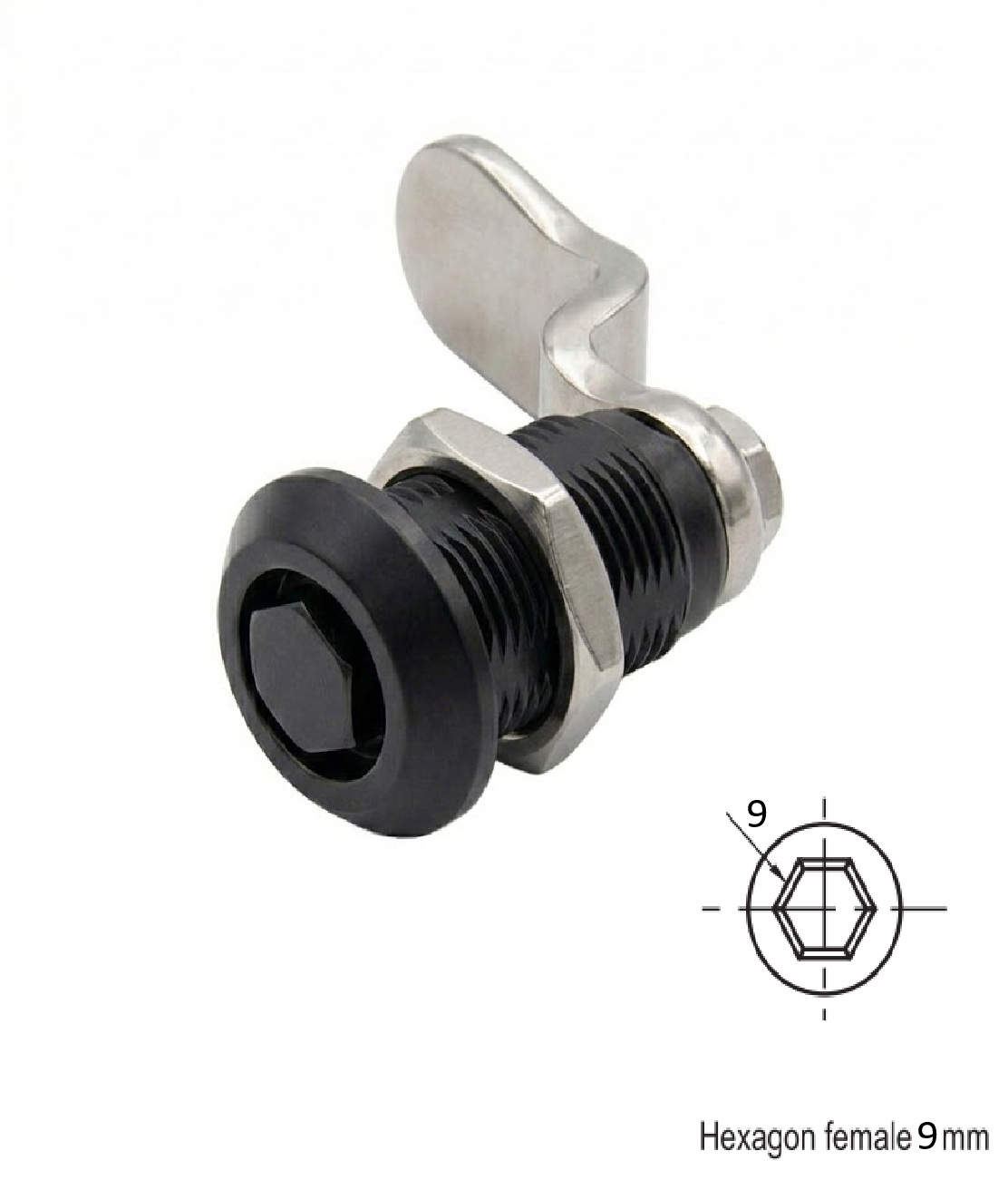 Fecho Zamak  Hexagona Femea 9mm SW L=40