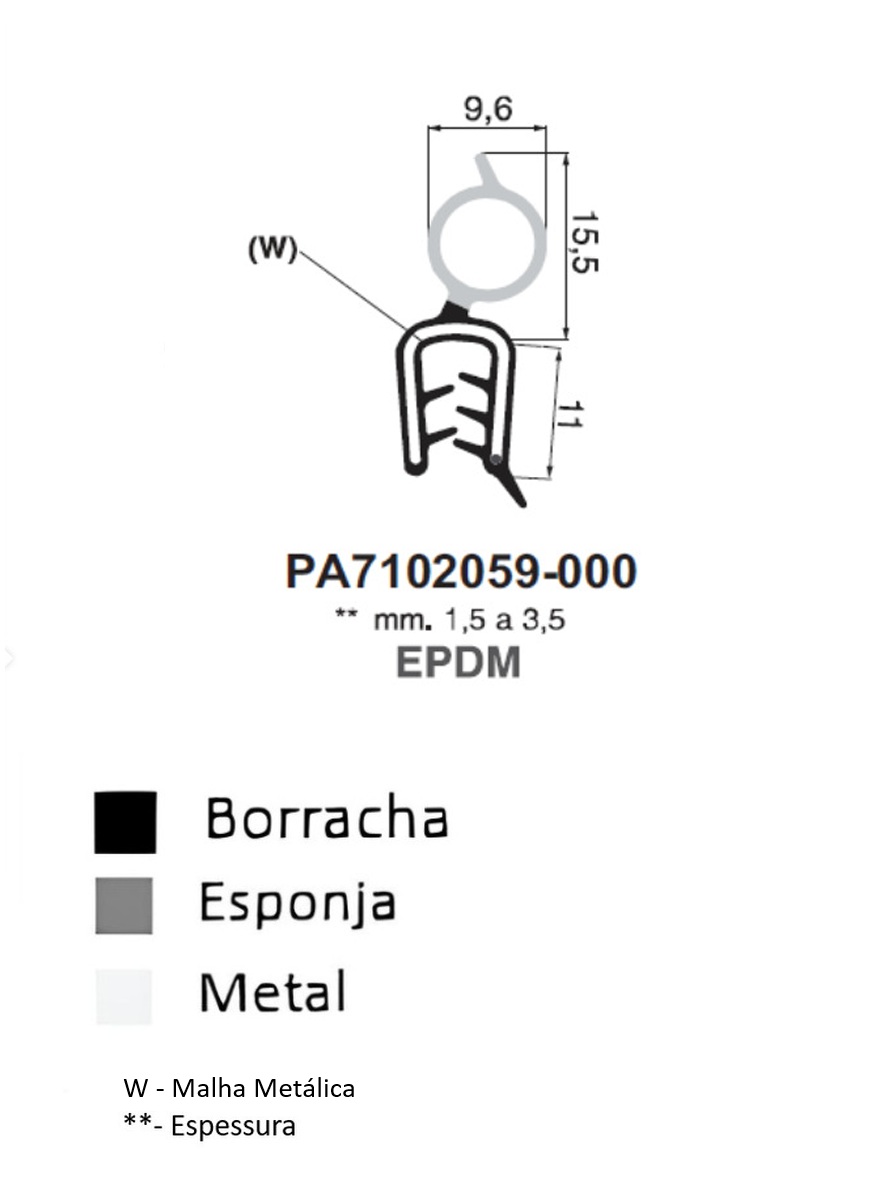 Perfil Borracha 11x9.6 - EPDM