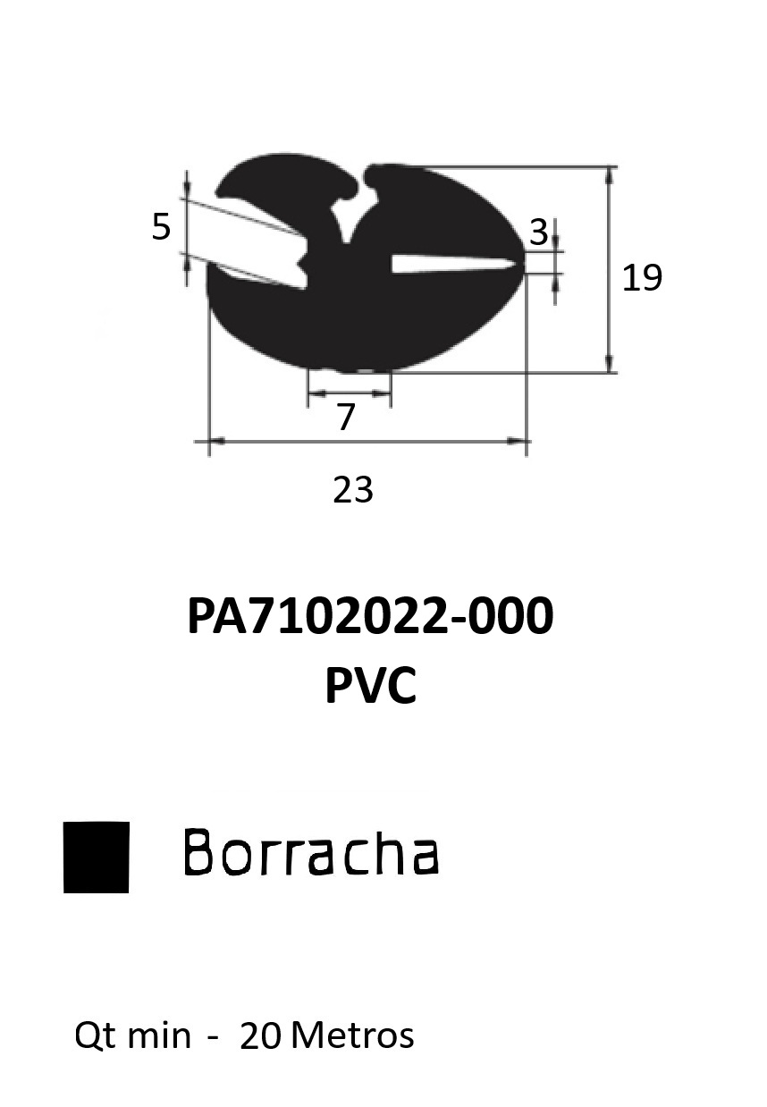 Perfil Borracha para Janela 19x23- EPDM