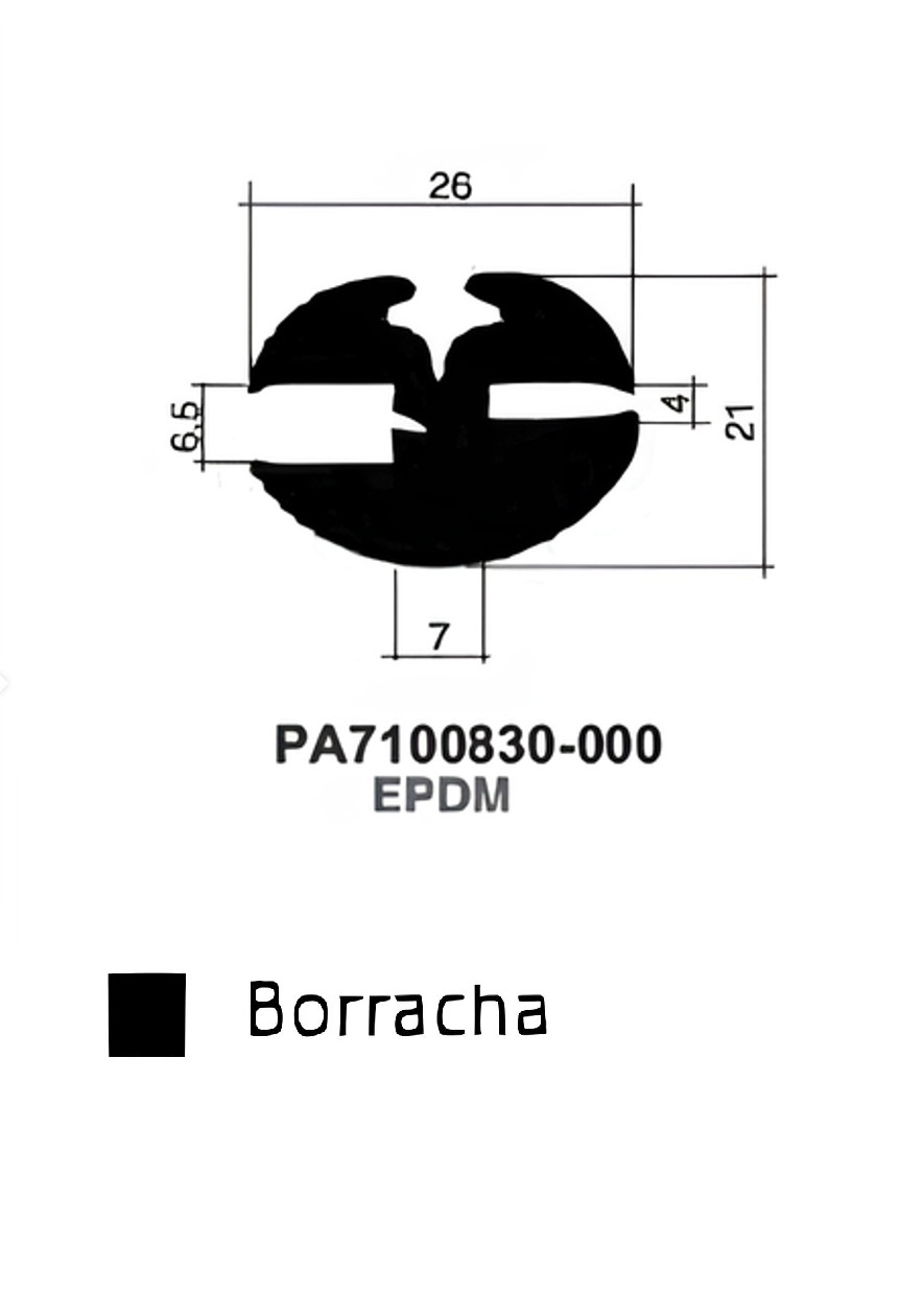 Perfil Borracha para Janela 21x26- EPDM
