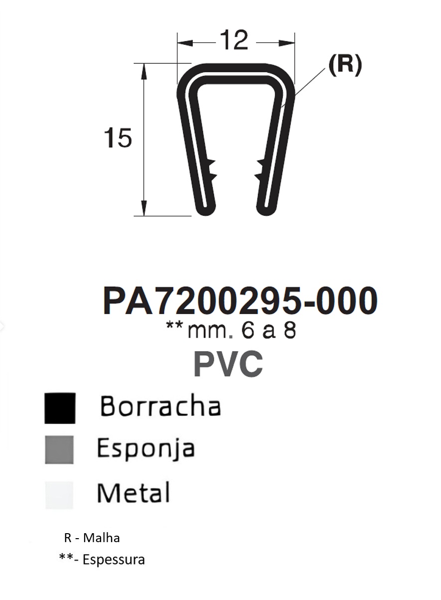 Perfil em U - 15X12 - PVC/METAL