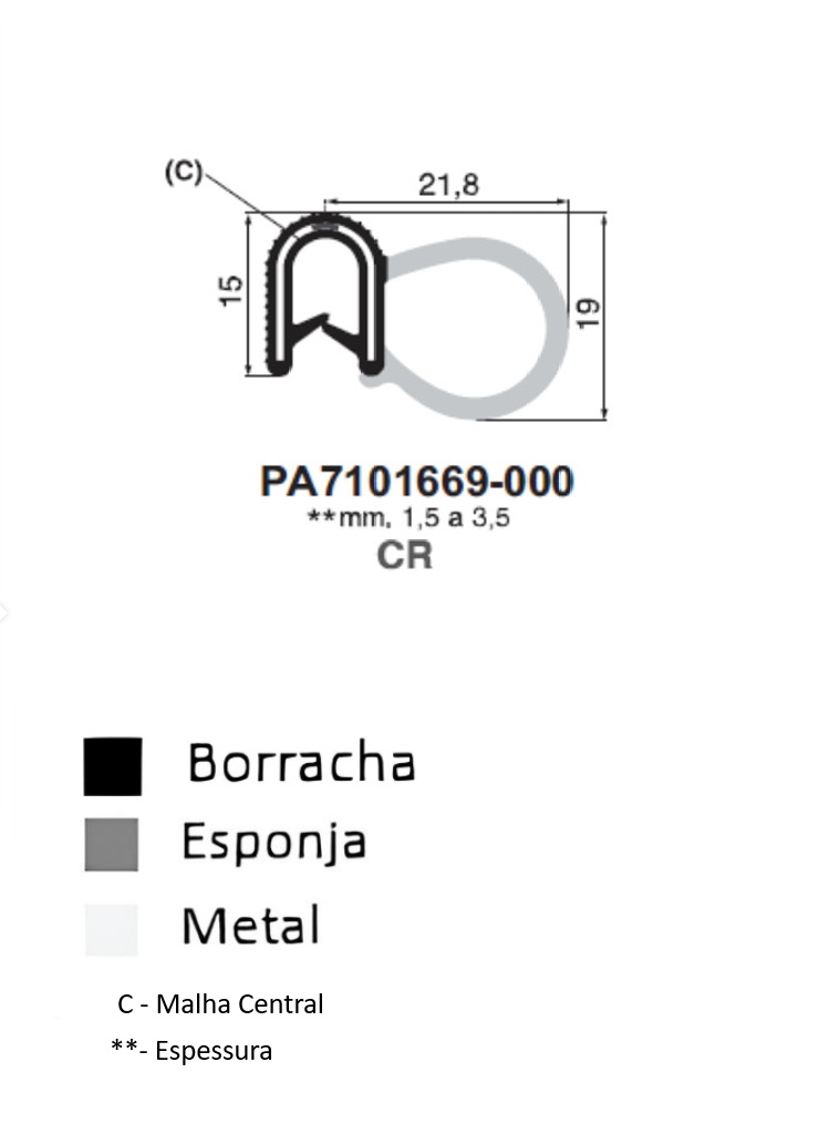 Perfil Borracha  19x21.8 - CR