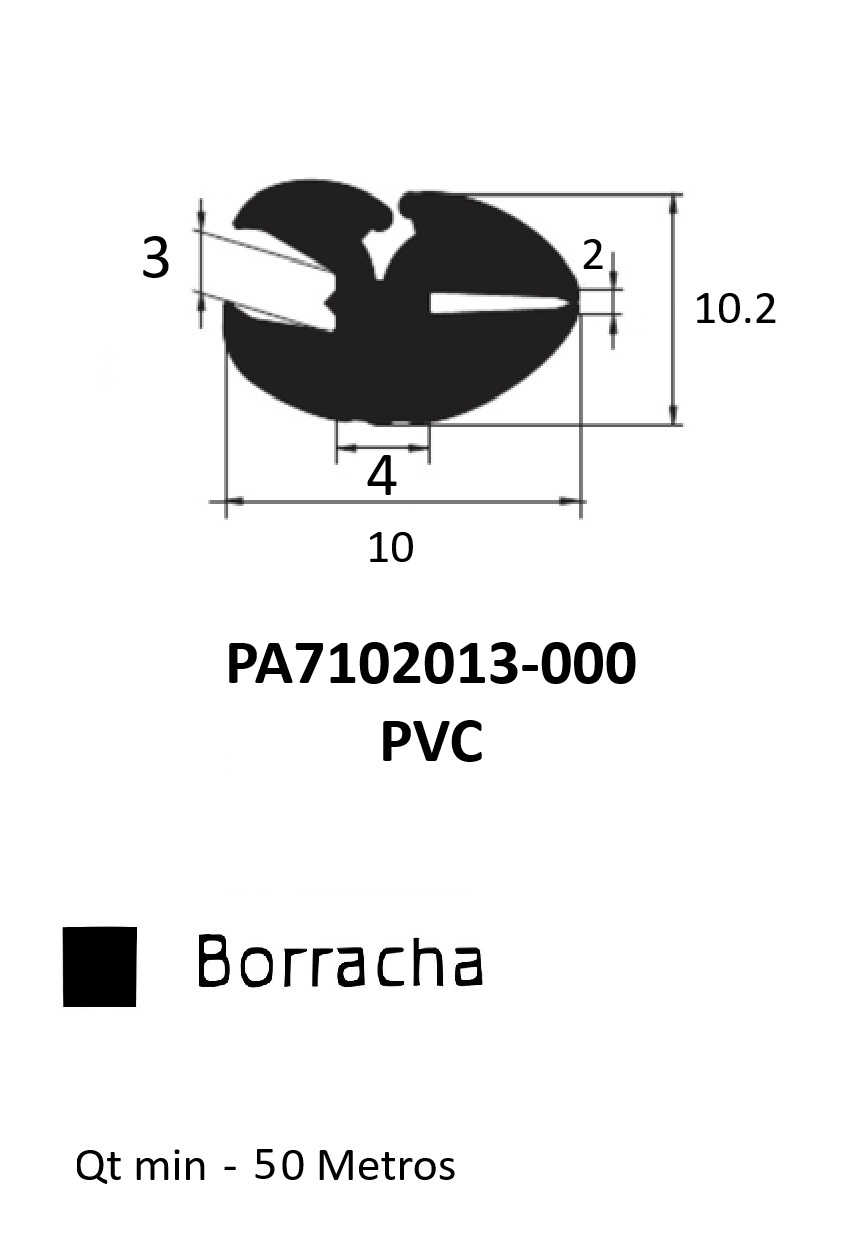 Perfil Borracha para Janela 10.2x10- EPDM