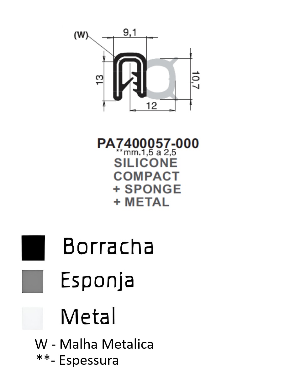 Perfil em Silicone Compacto 13x12