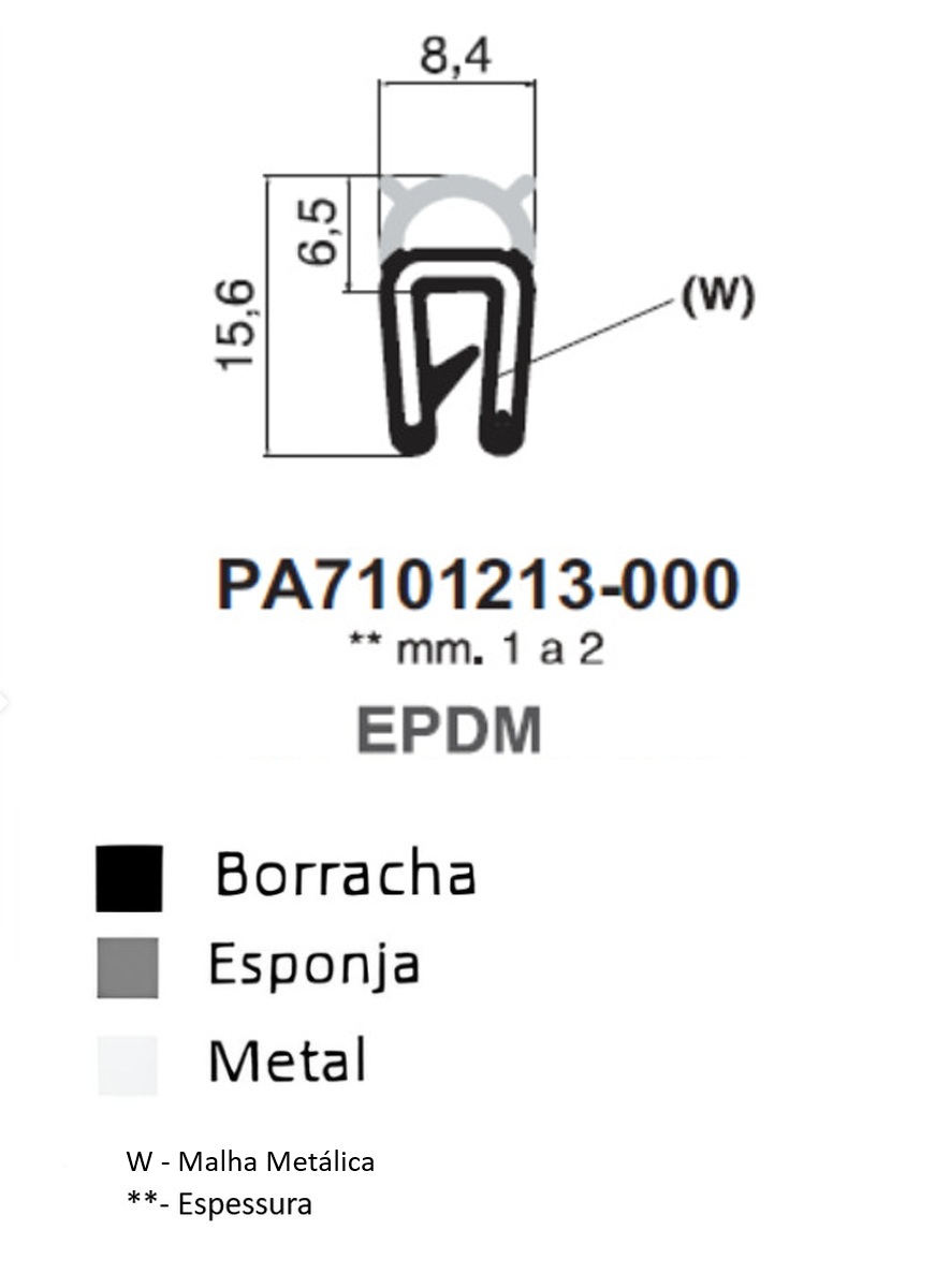 Perfil Borracha 15.6x8.4 - EPDM