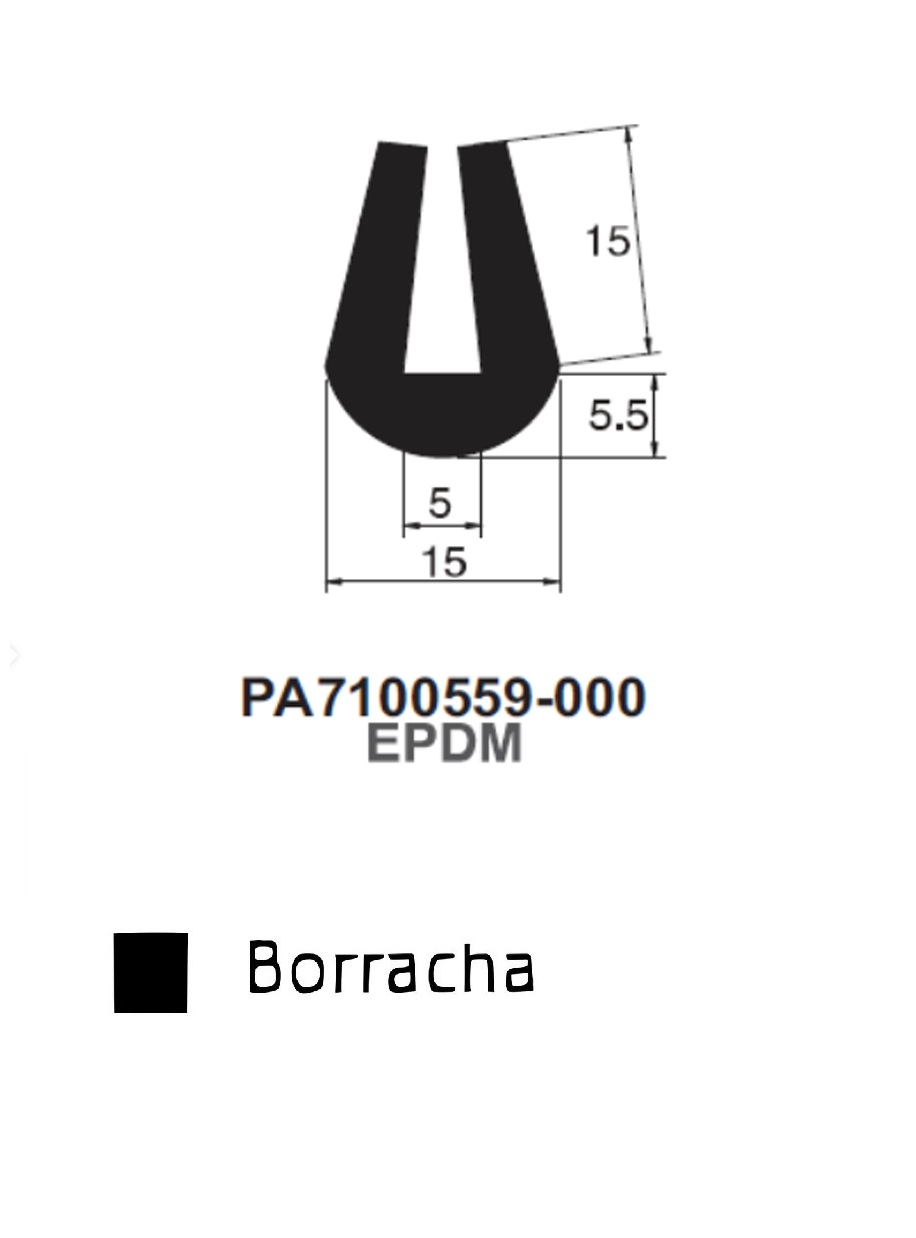 Perfil Borracha Sólido 15x15- EPDM