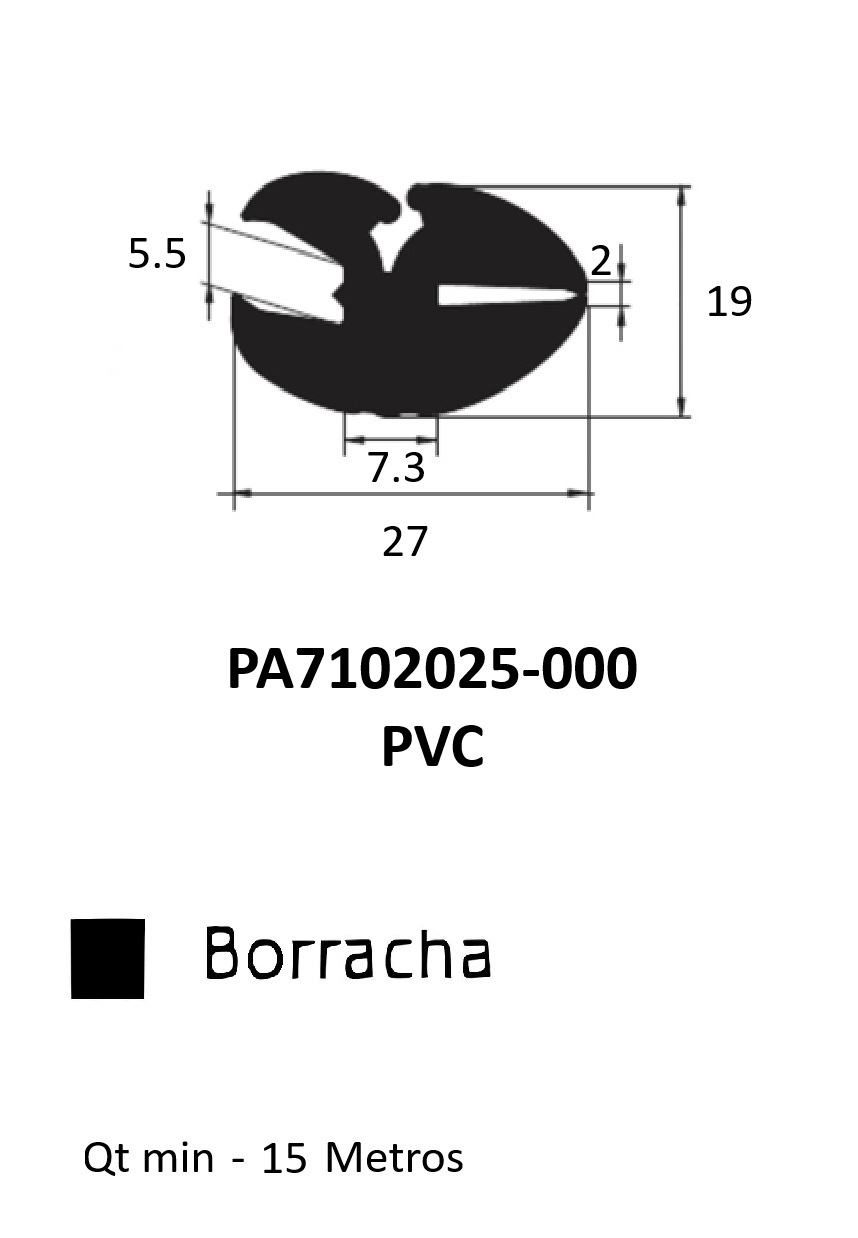 Perfil Borracha para Janela 19x27- EPDM