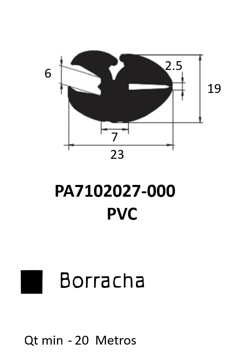 Perfil Borracha para Janela 19x23- EPDM