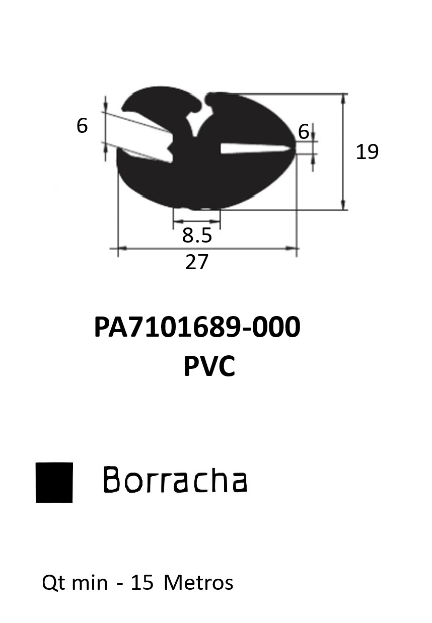 Perfil Borracha para Janela 19x27- EPDM