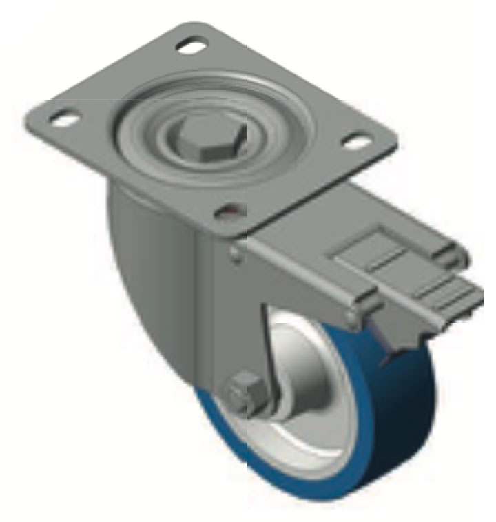 Cyan polyurethane, swivel bracket wheels with reinforced brake