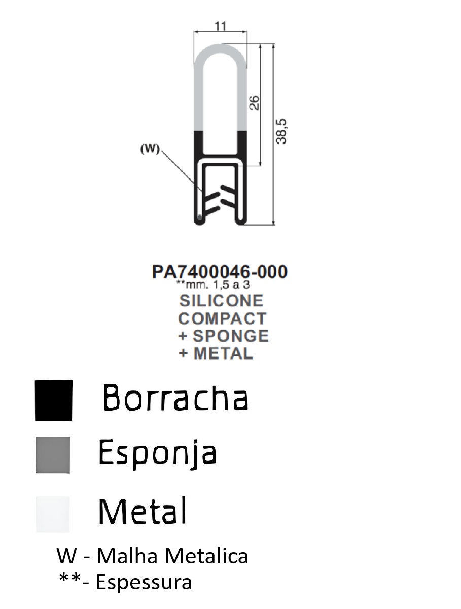 Perfil em Silicone Compacto 38.5x11