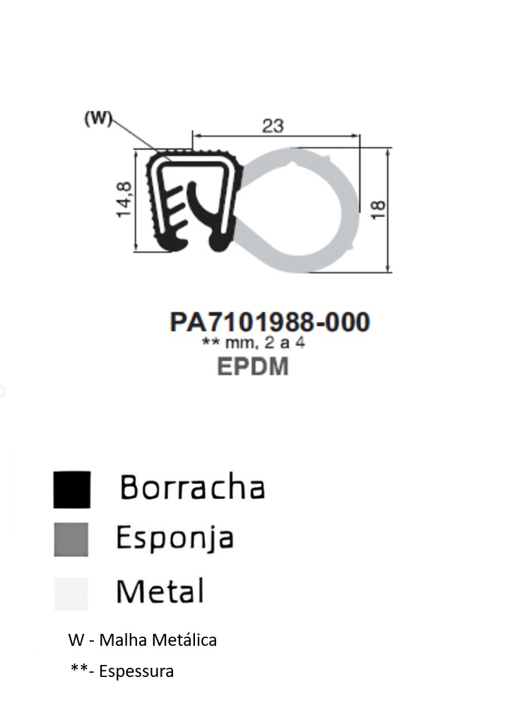 Perfil Borracha  18x23 - EPDM