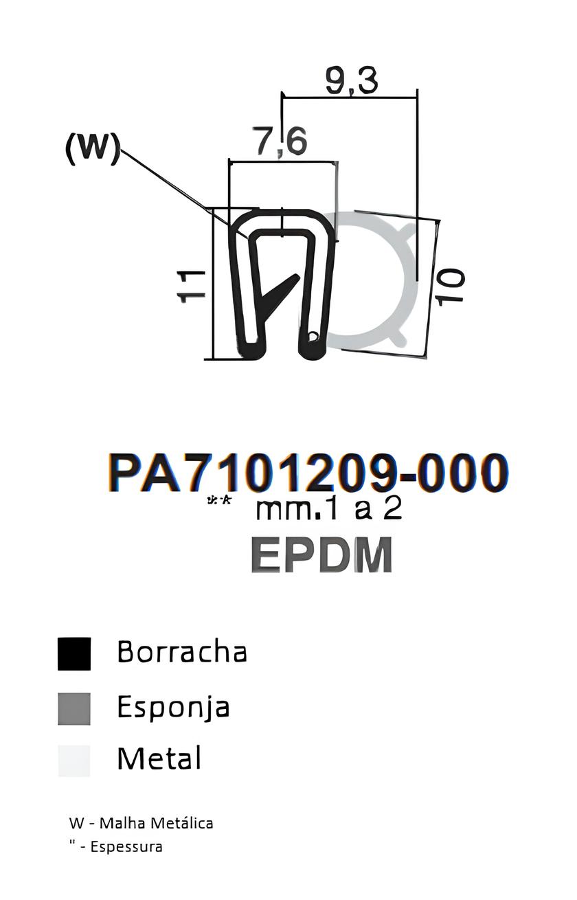 Perfil Borracha 11x9,6 - EPDM