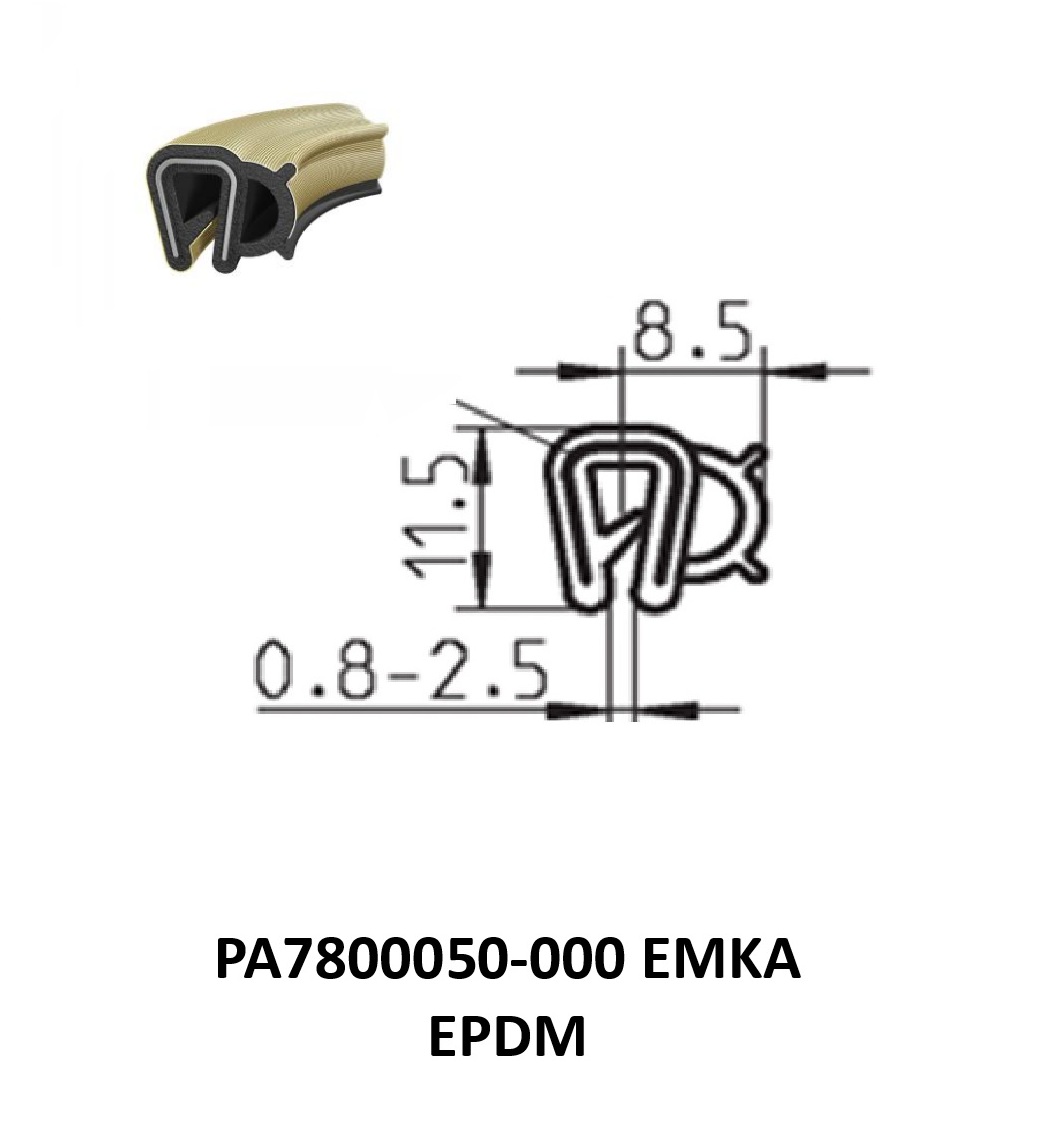 Perfil Borracha Condutivo 11.5x8.5 - EPDM
