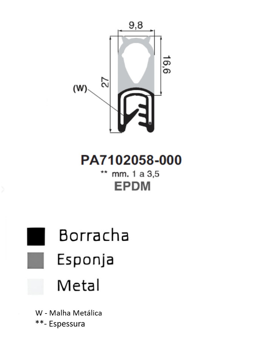 Perfil Borracha 27x9.8 - EPDM