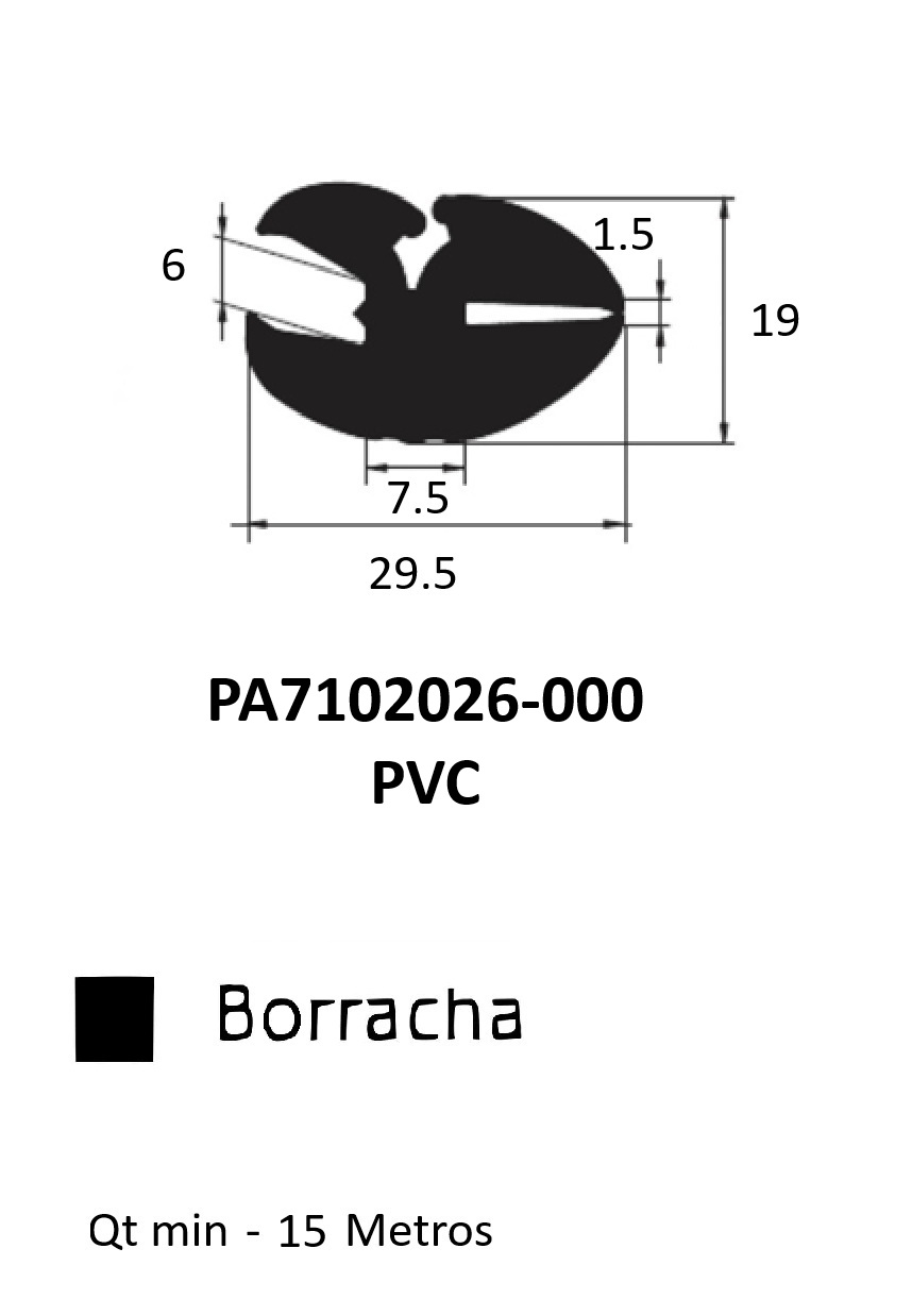 Perfil Borracha para Janela 19x29.5- EPDM
