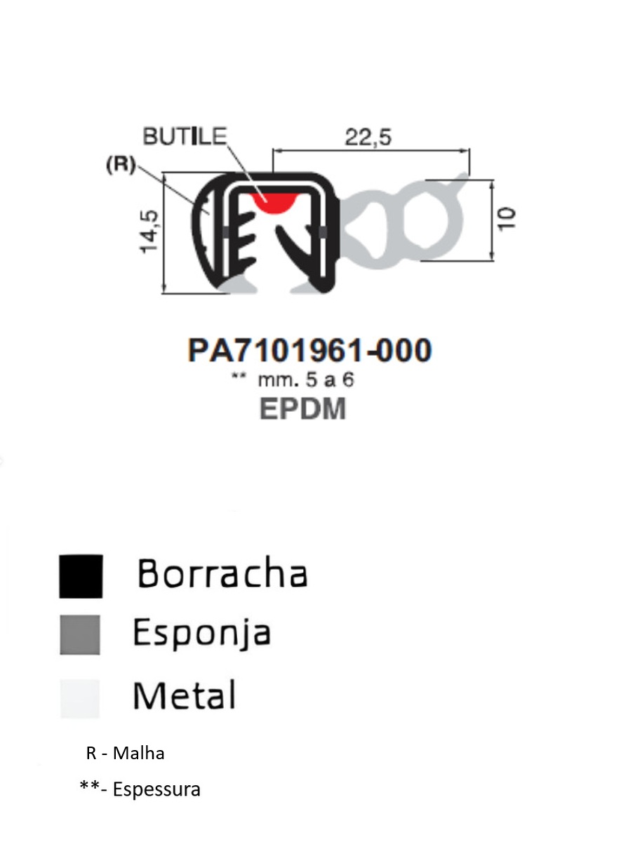 Perfil Borracha  14.5x22.5 - EPDM