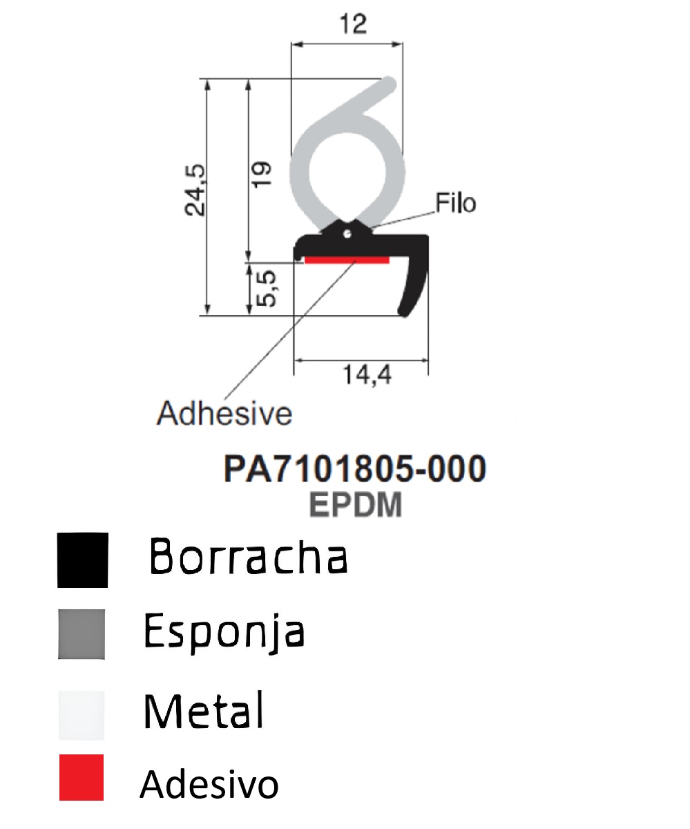 Perfil De Borracha c/ Adesivo
