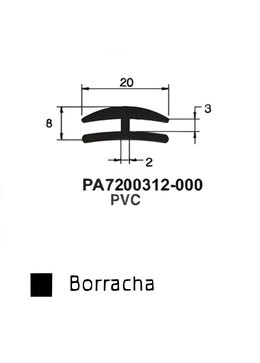Perfil Borracha para Janela  8x20- PVC