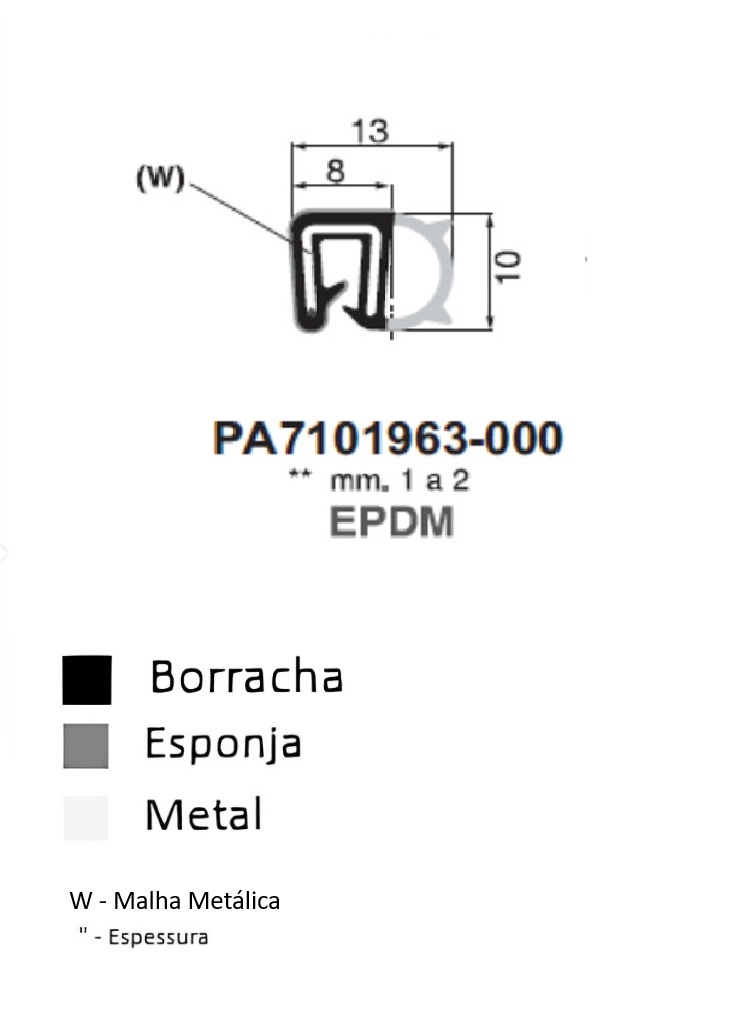 Perfil Borracha 10x13 - EPDM