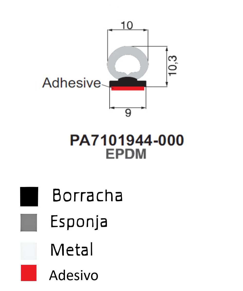 Perfil De Borracha c/ Adesivo