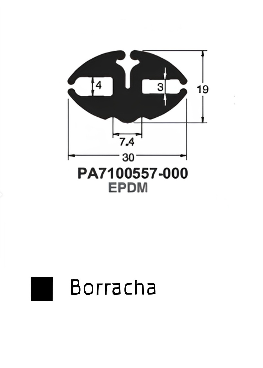 Perfil Borracha para Janela 19x30- EPDM