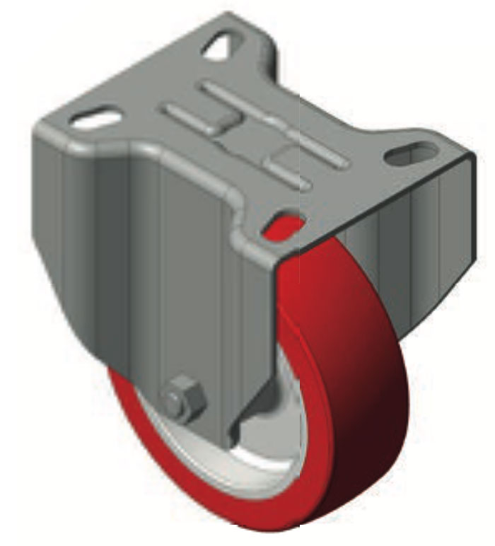 poliuretano vermelho, rodas com suporte fixo