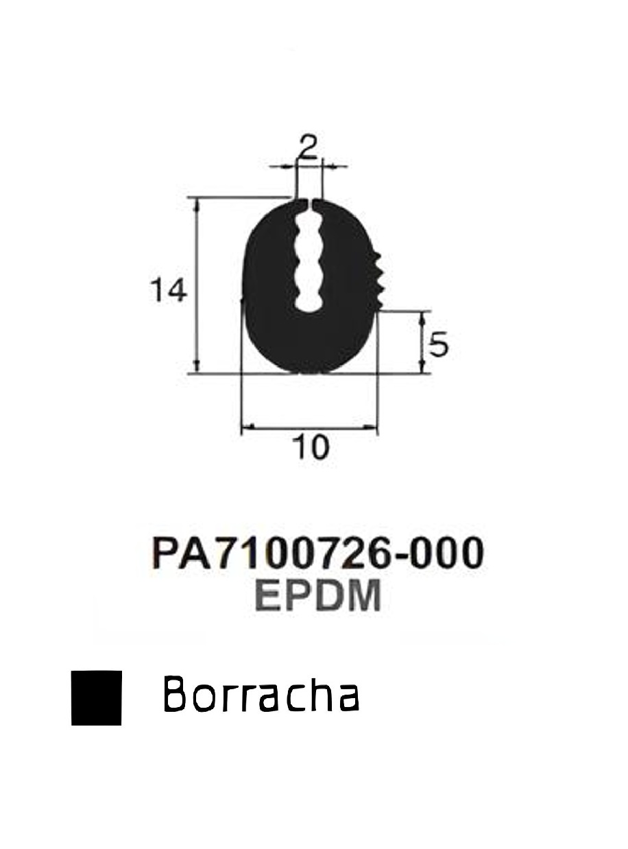 Perfil Borracha Sólido 14x10-EDPM