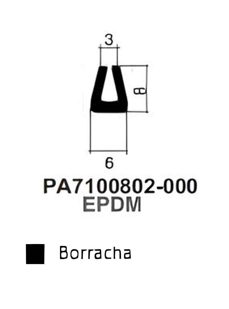Perfil Borracha Sólido 8x6- EPDM