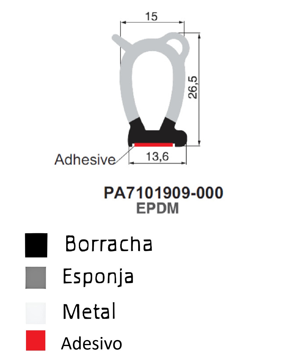Perfil De Borracha c/ Adesivo
