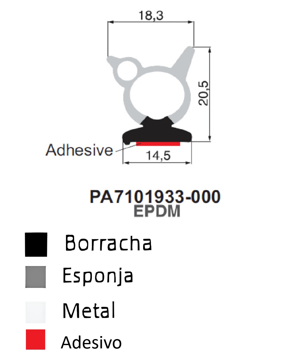 Perfil De Borracha c/ Adesivo