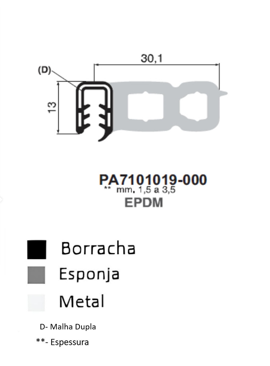 Perfil Borracha  13x30.1 - EPDM